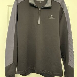 PEBBLE BEACH PERFORMANCE MEN'S GRAY LONG SLEEVE GOLF PULLOVER 1/4 ZIP MEDIUM